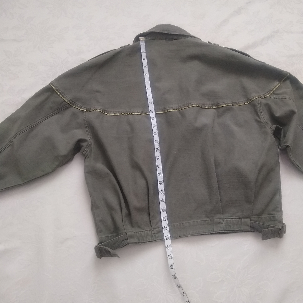 Free People bomber utility field army green moto Jacket - Picture 4 of 8